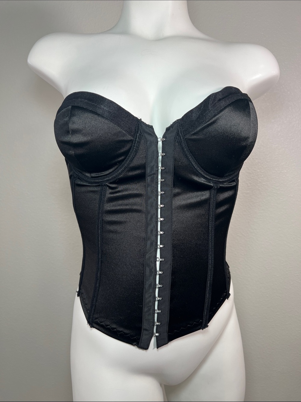 Forever 21 & Frederick’s of Hollywood Black Strapless Satin Corset Bustier SMALL